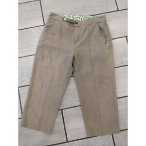 Isis Capris Linen Blend Khaki Cropped Pants Women Size 6